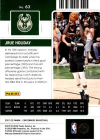 Jrue Holiday - Panini Contenders Season Ticket 2021-22, Nr. 63