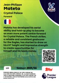 Jean-Philippe Mateta - Topps Match Attax Premier League Base Set 2025-26, Nr. 123
