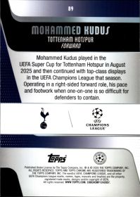 Mohammed Kudus - Topps Chrome UEFA Club Competitions Base Set 2025-26, Nr. 89