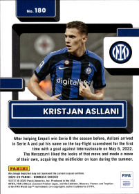 Kristjan Asllani - Panini Donruss Rated Rookie 2022-23, Nr. 180 – Rookie Card