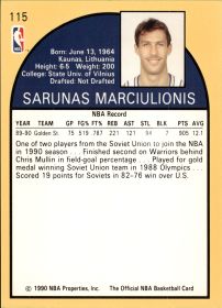 Sarunas Marciulionis - NBA Hoops Base Set 1990-91, Nr. 115 – Rookie Card
