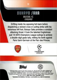 Bukayo Saka - Topps UEFA Club Competitions Base Set 2025-26, Nr. 12