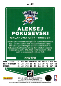 Aleksej Pokusevski - Panini Donruss Base Set 2021-22, Nr. 42