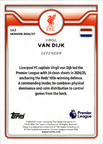 Virgil van Dijk - Topps Flagship Premier League Base Set 2026-27, Nr. 162