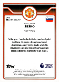 Benjamin Šeško - Topps Flagship Premier League Base Set 2026-27, Nr. 202