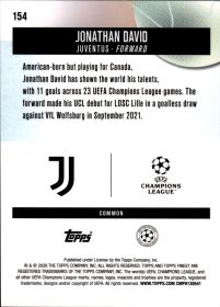 Jonathan David - Topps Finest UEFA Club Competitions Base Set 2025-26, Nr. 154