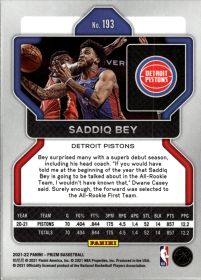 Saddiq Bey - Panini Prizm Base Set 2021-22, Nr. 193
