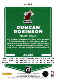 Duncan Robinson - Panini Donruss Base Set 2021-22, Nr. 107