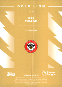 Igor Thiago - Topps Flagship Premier League Gold Lion 2026-27, Nr. GL 6 – Insert