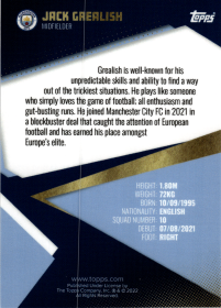 Jack Grealish - Topps Manchester City Team Set Base Set 2021-22