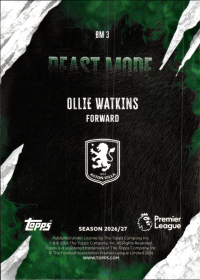 Ollie Watkins - Topps Flagship Premier League Beast Mode 2026-27, Nr. BM 3 – Insert