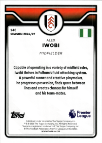 Alex Iwobi - Topps Flagship Premier League Base Set 2026-27, Nr. 140