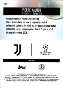 Pierre Kalulu - Topps Finest UEFA Club Competitions Base Set 2025-26, Nr. 191