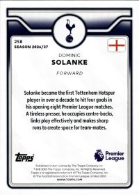 Dominic Solanke - Topps Flagship Premier League Base Set 2026-27, Nr. 258