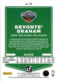Devonte' Graham - Panini Donruss Base Set 2021-22, Nr. 74