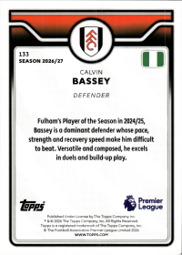 Calvin Bassey - Topps Flagship Premier League Base Set 2026-27, Nr. 133