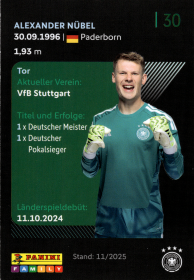 Alexander Nübel - Panini FIFA World Cup DFB-Sammelkarten 2026, Nr. 30