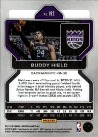Buddy Hield - Panini Prizm Base Set 2021-22, Nr. 192