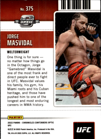 Jorge Masvidal - Panini Chronicles UFC Contenders Optic Season Ticket 2022, Nr. 375