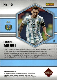Lionel Messi - Panini Mosaic FIFA Road to World Cup Base Set 2021-22, Nr. 10