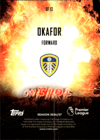 Noah Okafor - Topps Flagship Premier League On Fire 2026-27, Nr. OF 13 – Insert