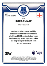 Tim Iroegbunam - Topps Flagship Premier League Base Set 2026-27, Nr. 125