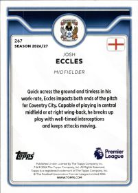 Josh Eccles - Topps Flagship Premier League Base Set 2026-27, Nr. 267 – Rookie Card