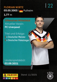 Florian Wirtz - Panini FIFA World Cup DFB-Sammelkarten 2026, Nr. 22