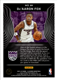 De'Aaron Fox - Panini Illusions Base Set 2021-22, Nr. 89