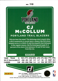 CJ McCollum - Panini Donruss Base Set 2021-22, Nr. 110