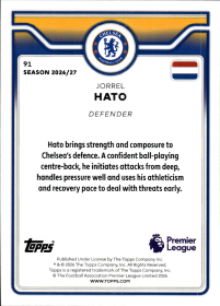 Jorrel Hato - Topps Flagship Premier League Base Set 2026-27, Nr. 91