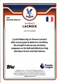 Maxence Lacroix - Topps Flagship Premier League Base Set 2026-27, Nr. 106