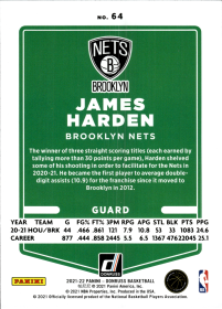 James Harden - Panini Donruss Base Set 2021-22, Nr. 64