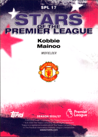 Kobbie Mainoo - Topps Flagship Premier League Stars of the Premier League 2026-27, Nr. SPL 17 – Insert