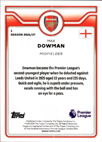 Max Dowman - Topps Flagship Premier League Future Stars 2026-27, Nr. 1
