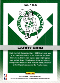 Larry Bird - Panini Recon Base Set 2021-22, Nr. 194