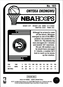 Onyeka Okongwu - Panini Hoops Base Set 2023-24, Nr. 165