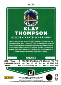 Klay Thompson - Panini Donruss Base Set 2021-22, Nr. 73
