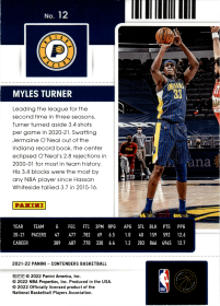 Myles Turner - Panini Contenders Season Ticket 2021-22, Nr. 12