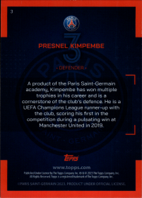 Presnel Kimpembe - Topps Paris Saint-Germain Official Team Set 2023-24, Nr. 3