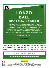 Lonzo Ball - Panini Donruss Base Set 2020-21, Nr. 44