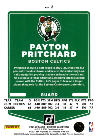 Payton Pritchard - Panini Donruss Base Set 2021-22, Nr. 2