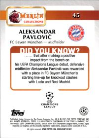 Aleksandar Pavlović - Topps Merlin Chrome UEFA Club Competitions Base Set 2024-25, Nr. 45