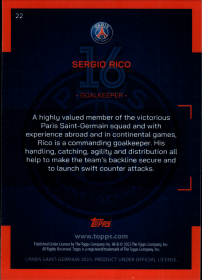 Sergio Rico - Topps Paris Saint-Germain Official Team Set 2023-24, Nr. 22