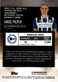 Amos Pieper - Topps Stadium Club Chrome Bundesliga Base Set 2021-22, Nr. 19