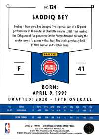 Saddiq Bey - Panini Chronicles Panini 2020-21, Nr. 124 – Bronze