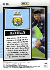 Thiago Almada - Panini Score FIFA Base Set 2022-23, Nr. 103 – Rookie Card