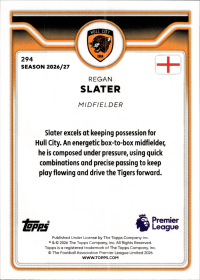 Regan Slater - Topps Flagship Premier League Base Set 2026-27, Nr. 294 – Rookie Card