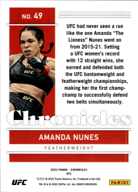 Amanda Nunes - Panini Chronicles UFC Base Set 2022, Nr. 49