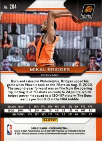 Mikal Bridges - Panini Prizm Base Set 2020-21, Nr. 204